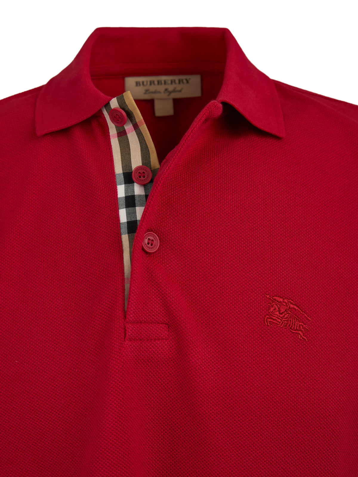 Rood katoenen poloshirt met kraag