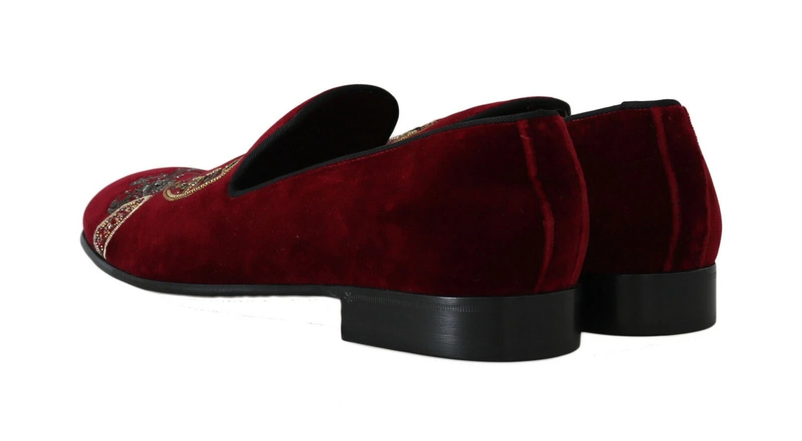 Bordeaux fluwelen loafers met pistoolhoefijzer