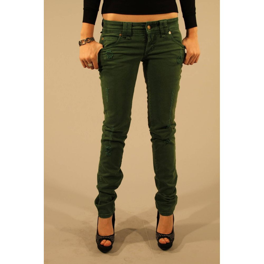 Groene katoenen damesjeans