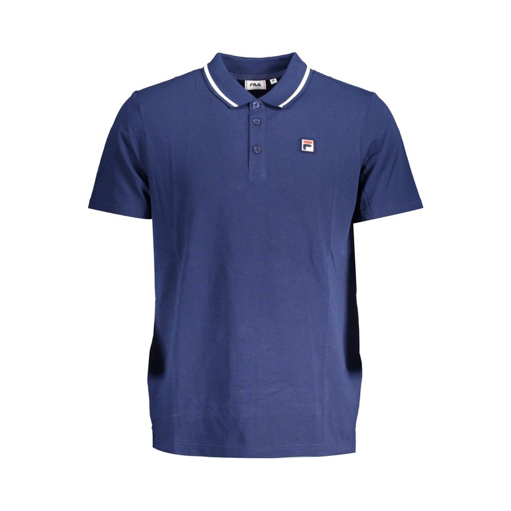Klassieke blauwe katoenen polo met contrastdetails