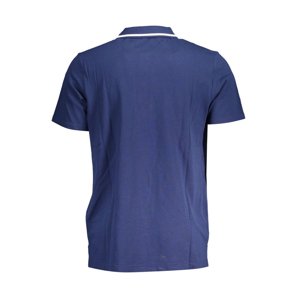 Klassieke blauwe katoenen polo met contrastdetails