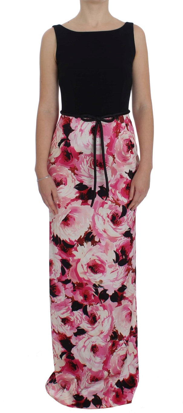 Roze bloemenprint lange maxi-jurk met kokerjurk