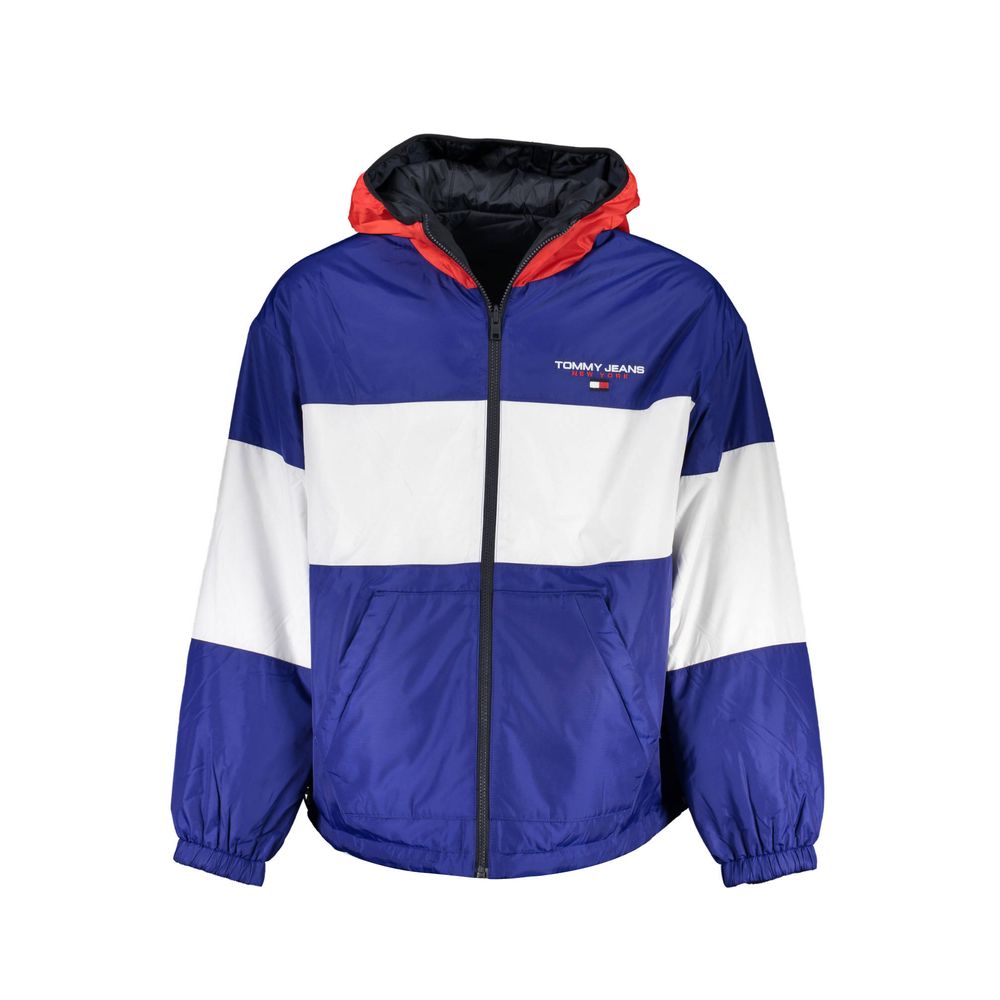 Blauwe polyester heren omkeerbare jas