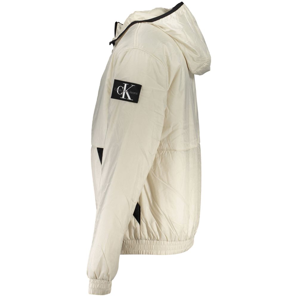 Beige polyester herenjas
