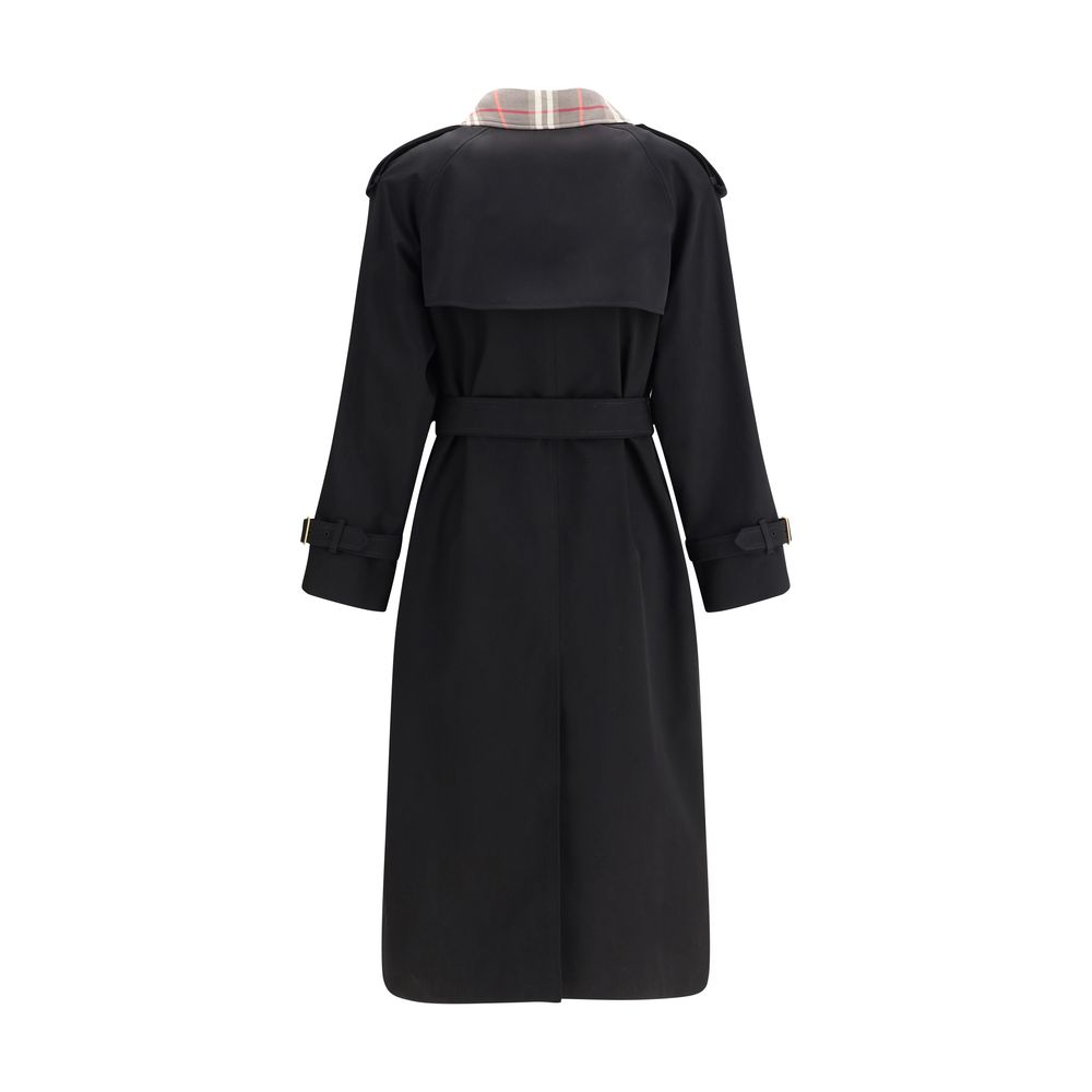 Castleford lange trenchcoat met geruite kraag