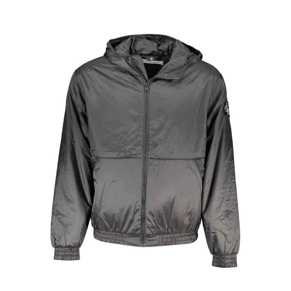 Zwarte herenjas van gerecycled polyester