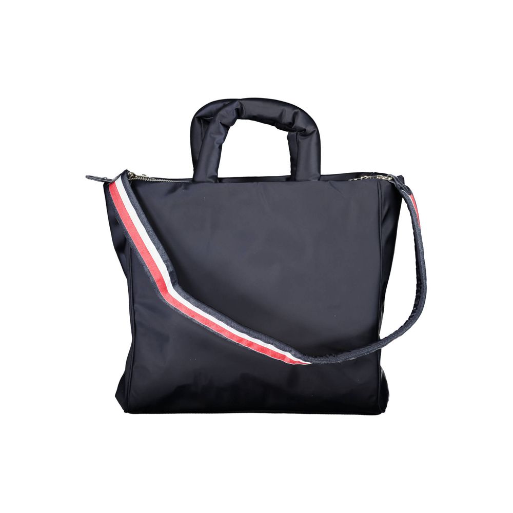 Blauwe polyester dameshandtas