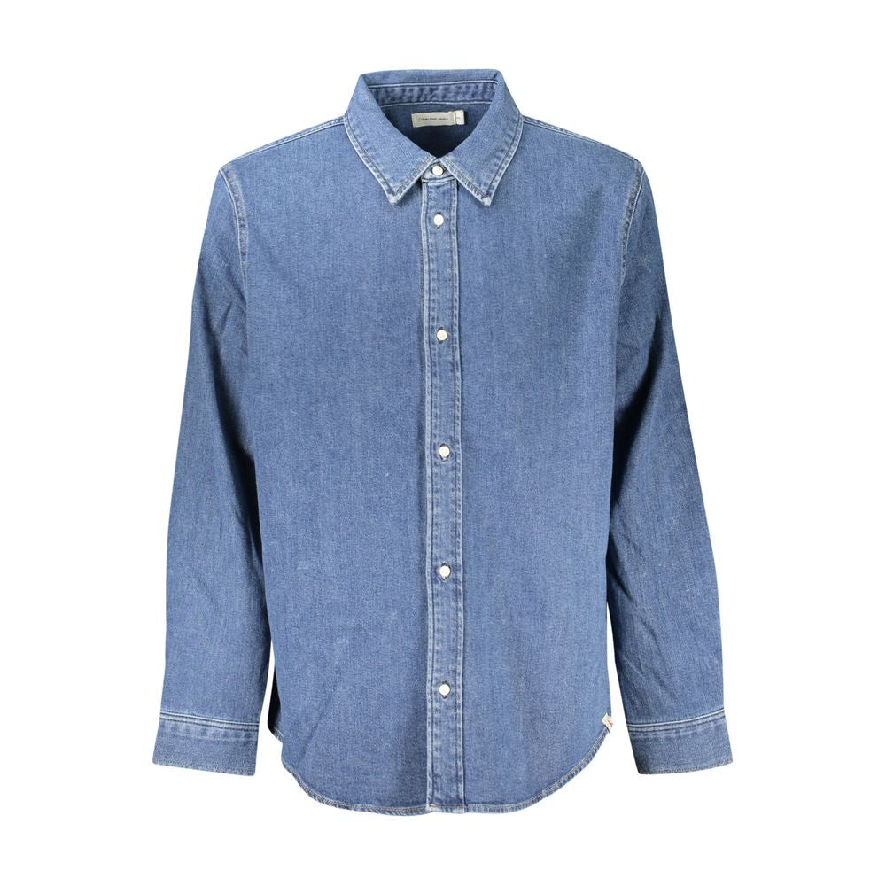 Blauw katoenen herenoverhemd