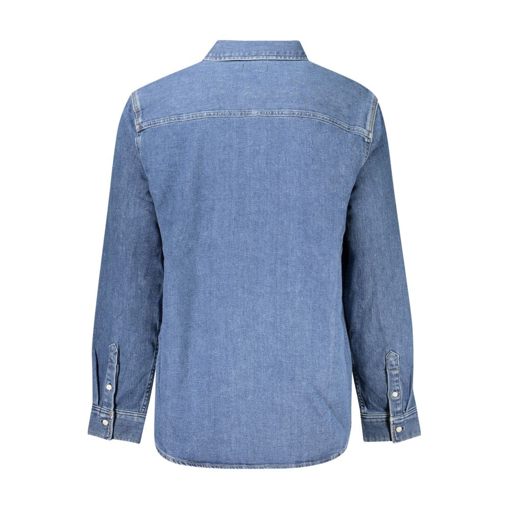 Blauw katoenen herenoverhemd