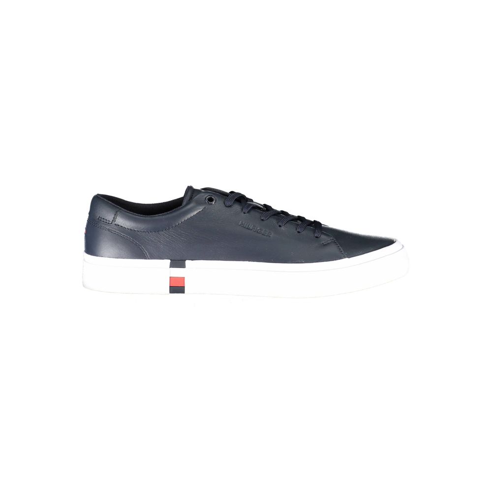 Blauwe leren herensneaker