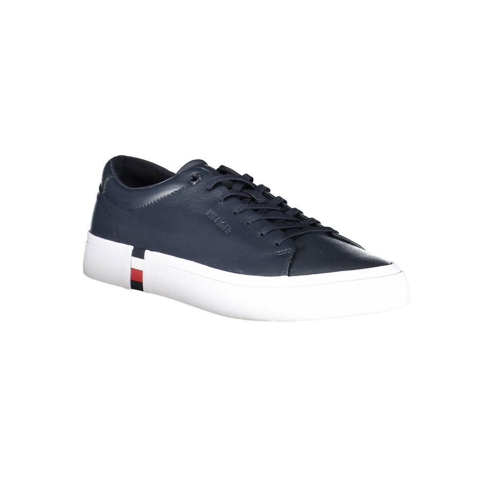 Blauwe leren herensneaker