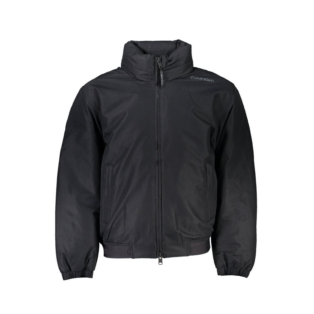 Zwarte polyester herenjas