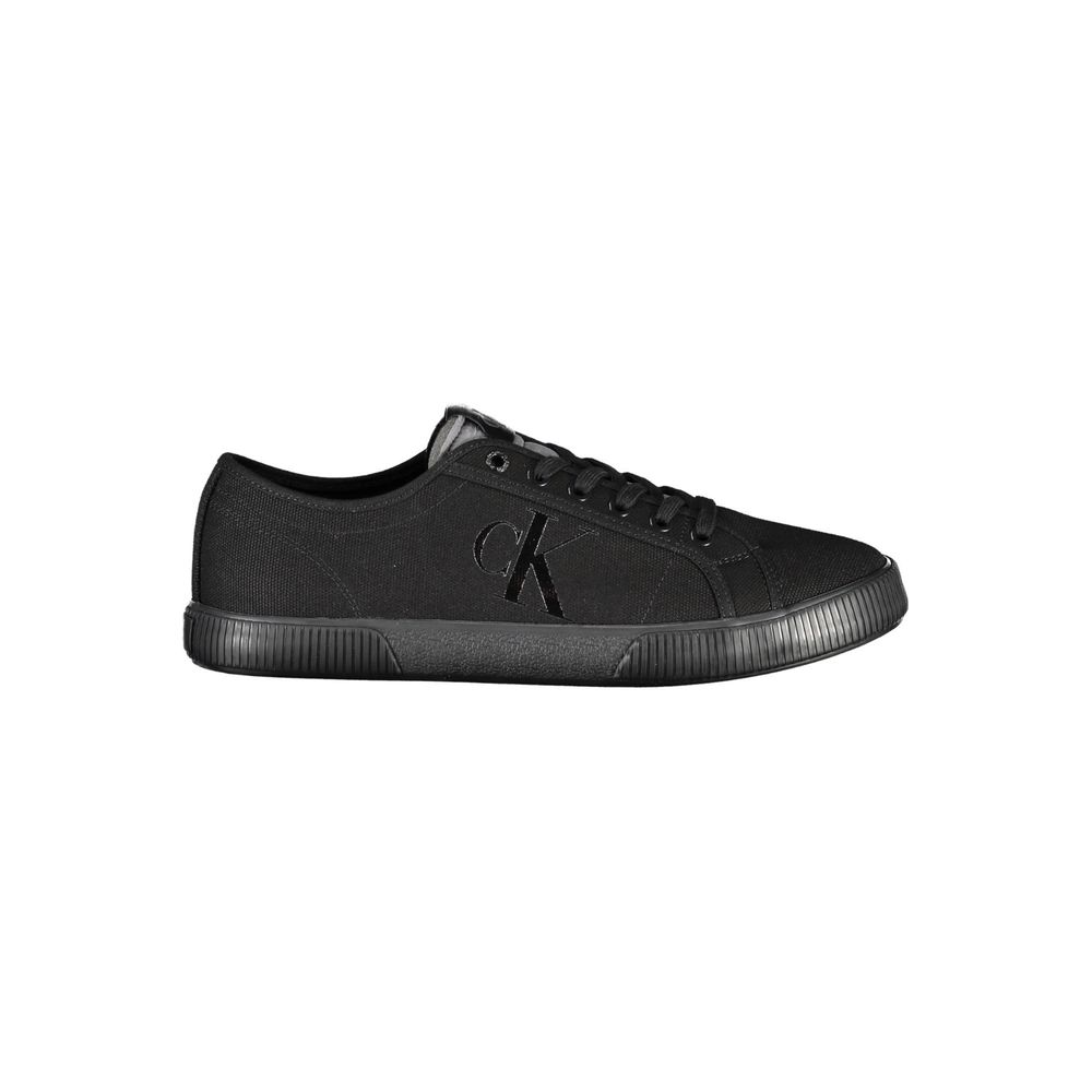 Zwarte katoenen herensneaker