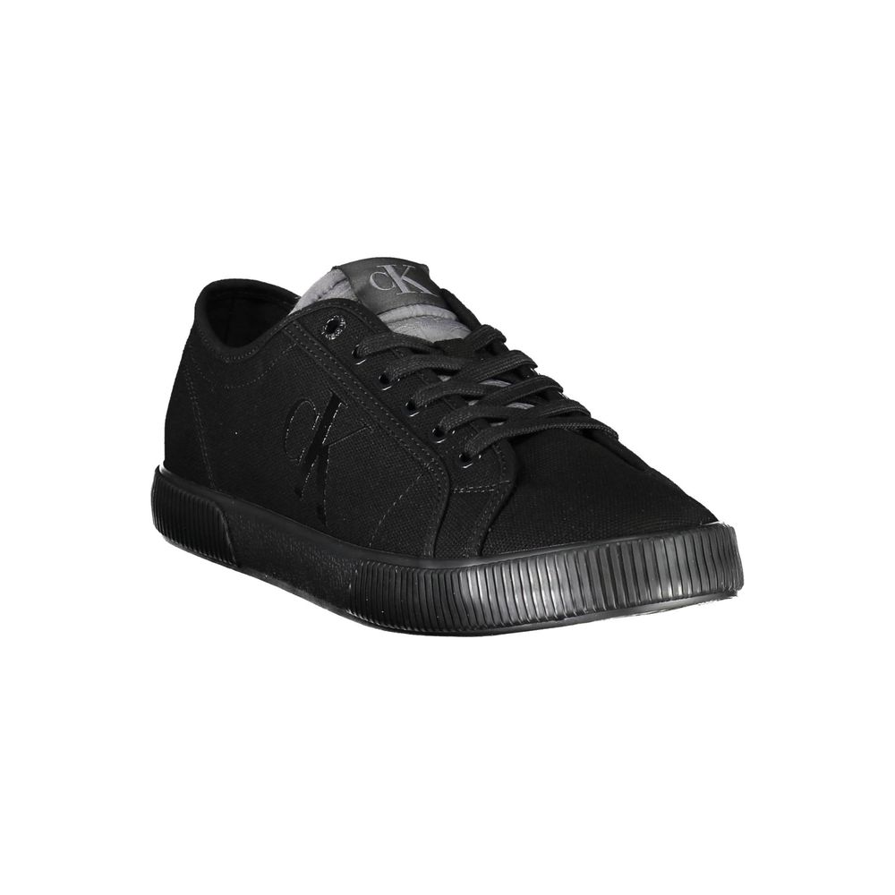 Zwarte katoenen herensneaker