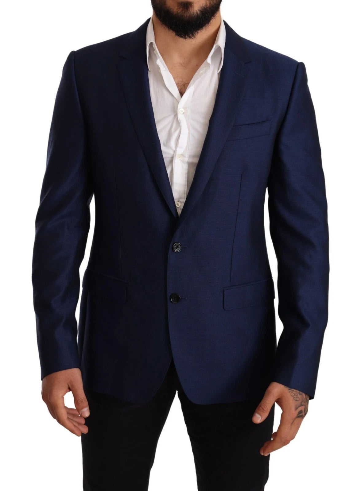 Blauwe MARTINI wollen slim fit jasblazer