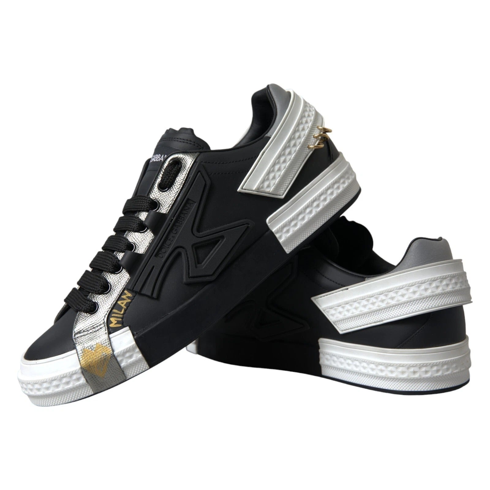 Zwarte leren lage sneakers Portofino-schoenen