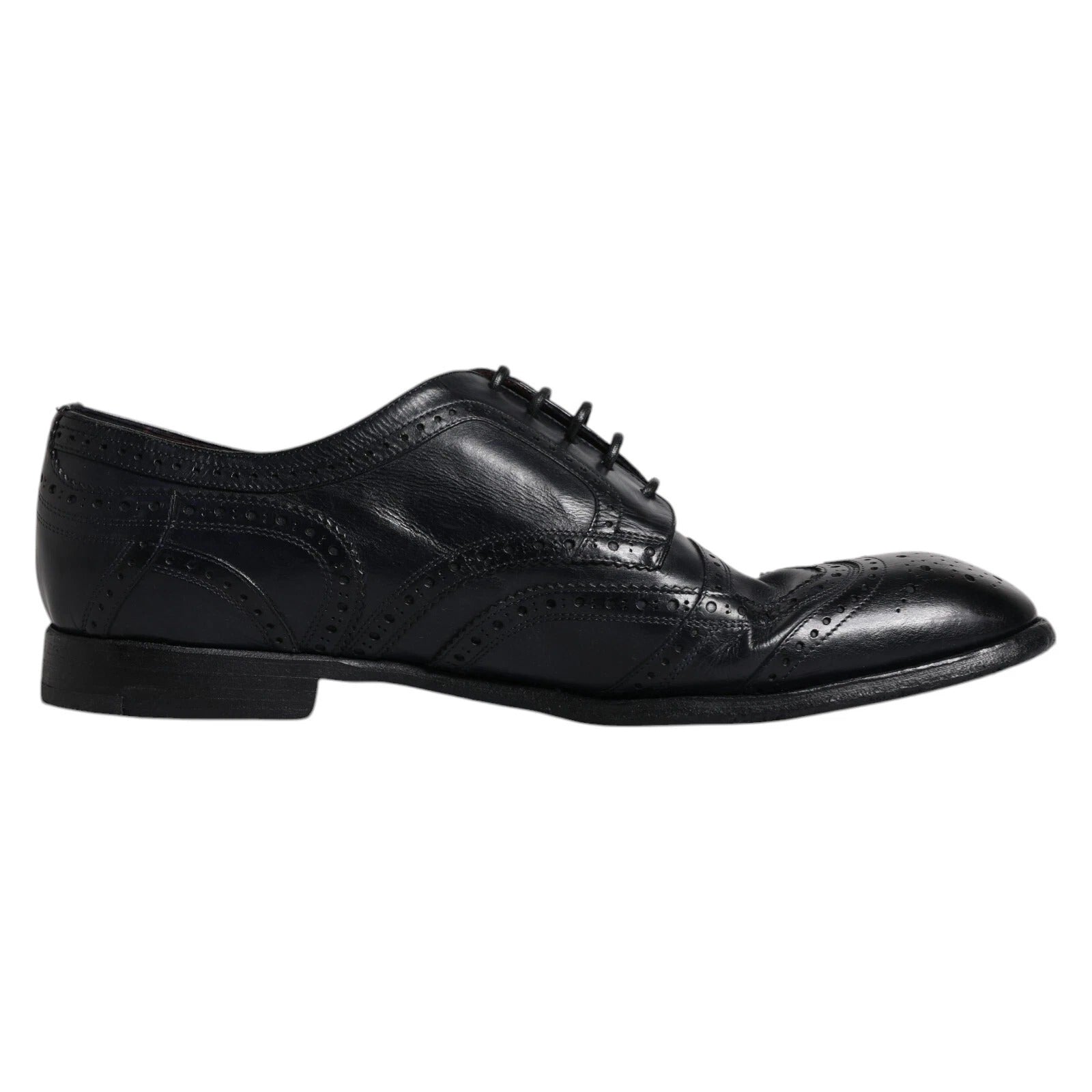 Donkerblauwe leren Derby Wingtip formele schoenen