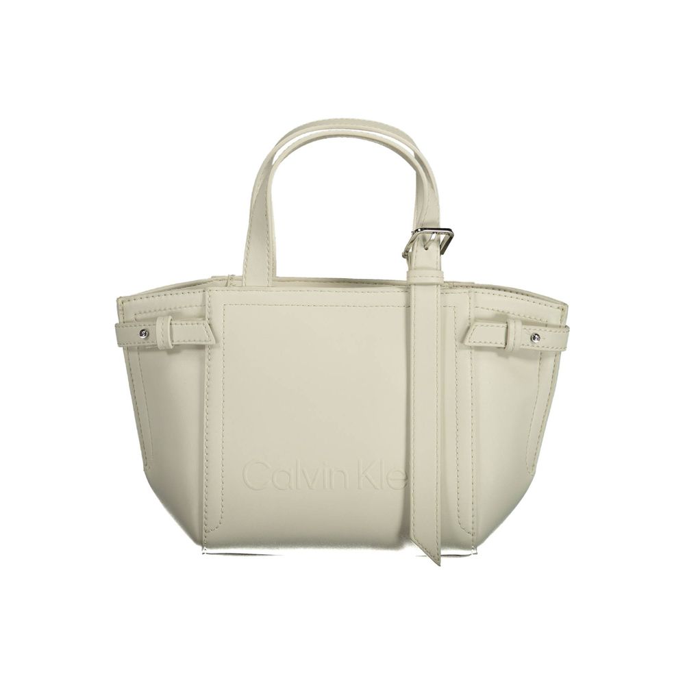 Witte polyester handtas