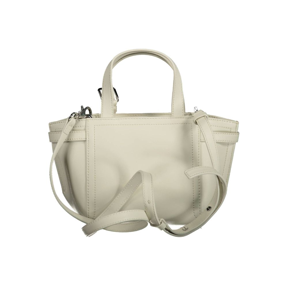 Witte polyester handtas