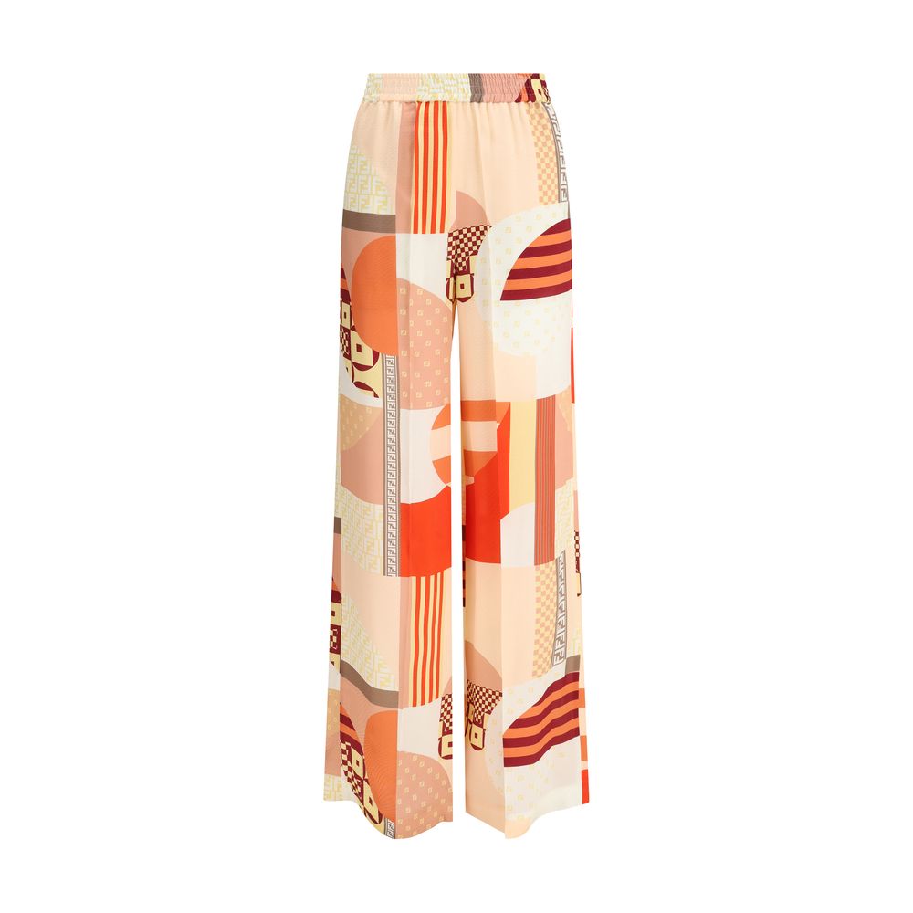 Multicolor Silk Casual Pants