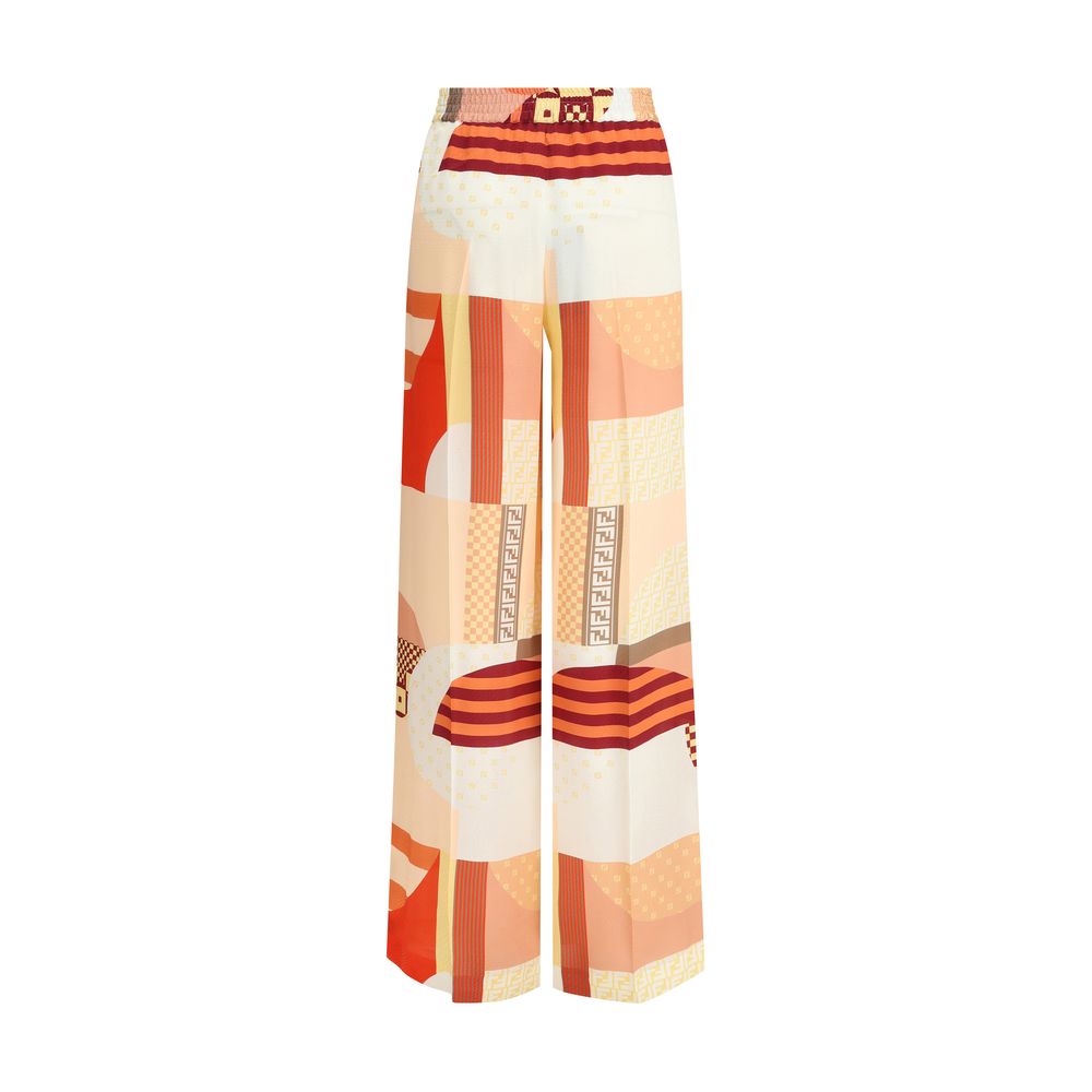 Multicolor Silk Casual Pants