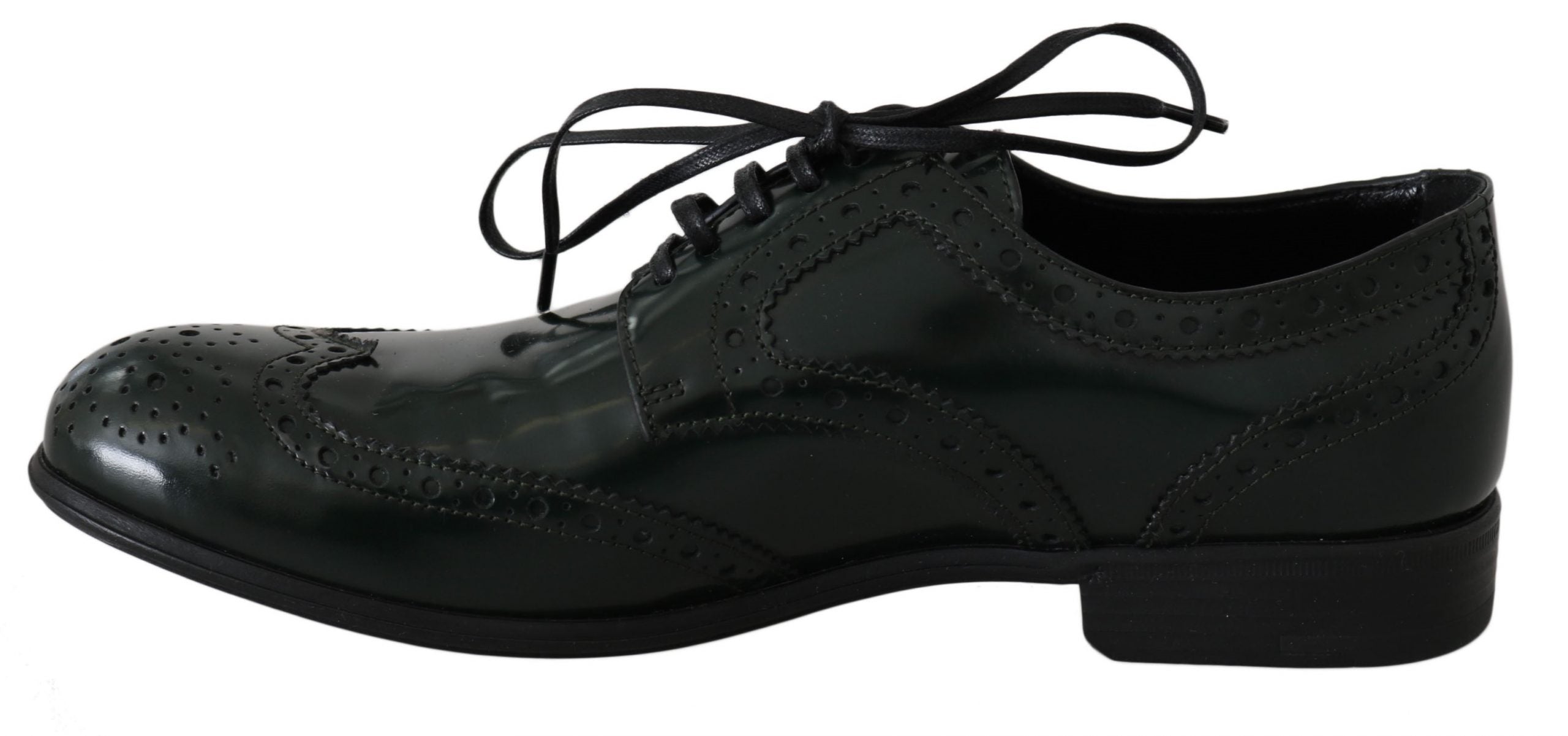 Groene leren Broque Oxford Wingtip-schoenen