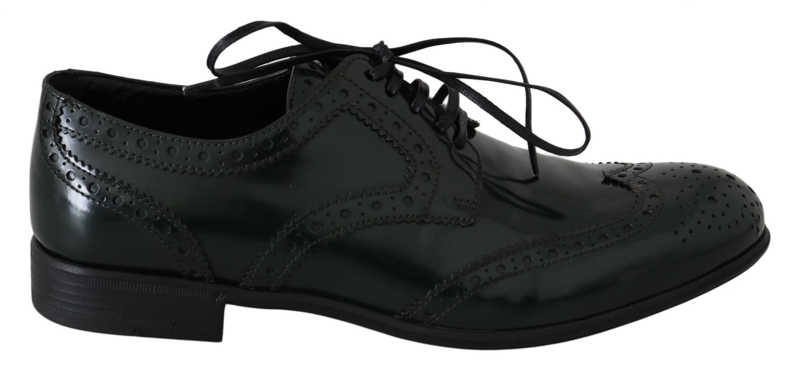 Groene leren Broque Oxford Wingtip-schoenen