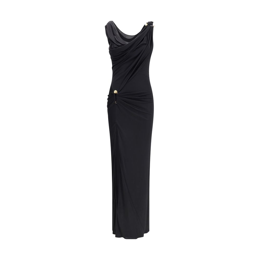 Gedrapeerde jersey lange jurk