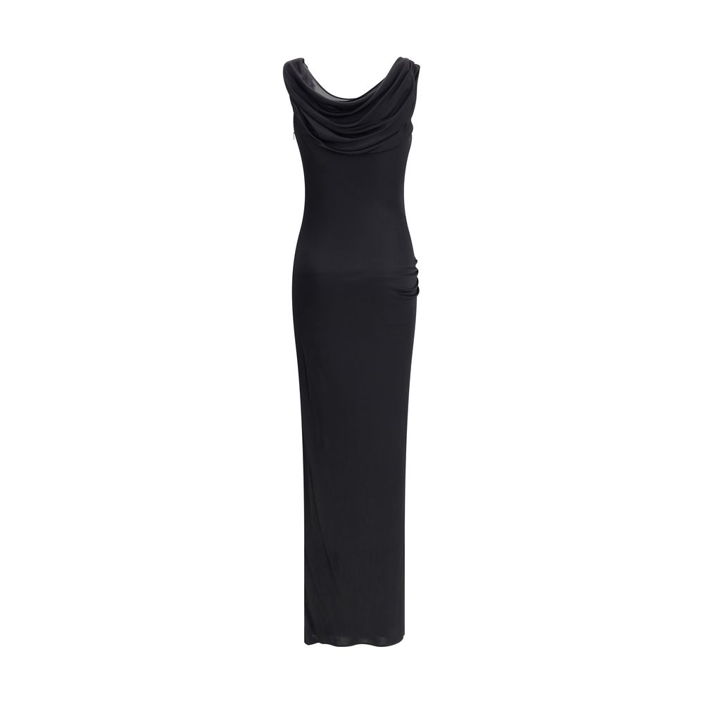 Gedrapeerde jersey lange jurk