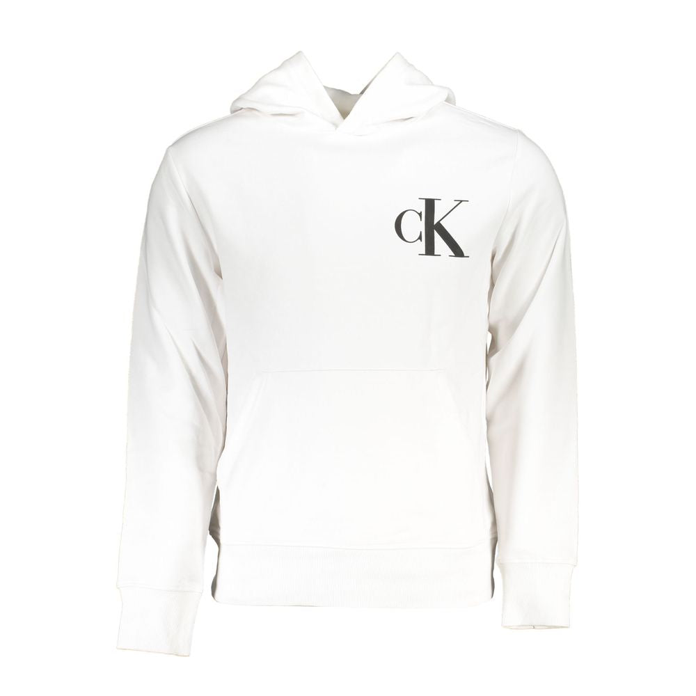 Witte katoenen herentrui met capuchon