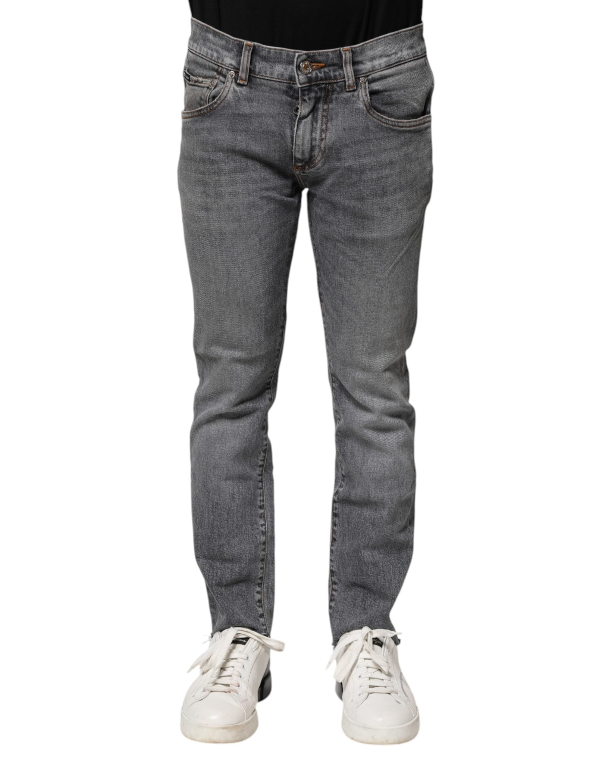 Grijze katoenen skinny denim broekjeans