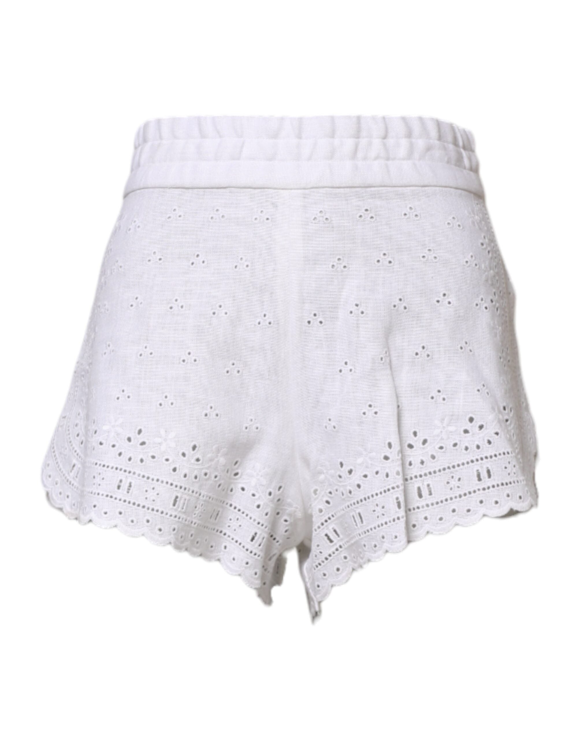 Witte linnen hoge taille hotpants shorts