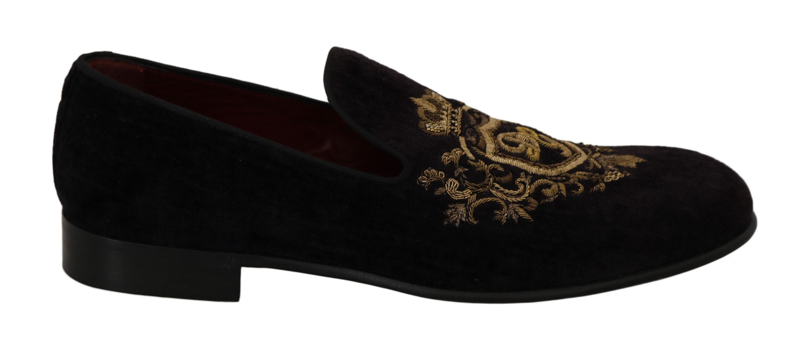 Loafers Zwart Fluweel Gouden Kroon
