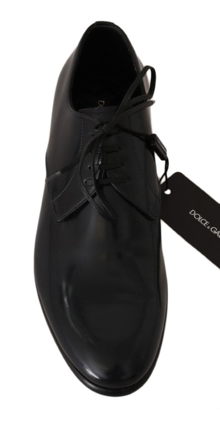 Blauwe leren gepolijste Derby-schoenen