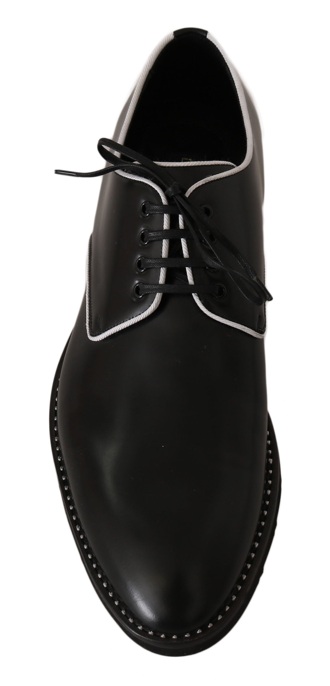 Zwarte leren witte Derby-schoenen