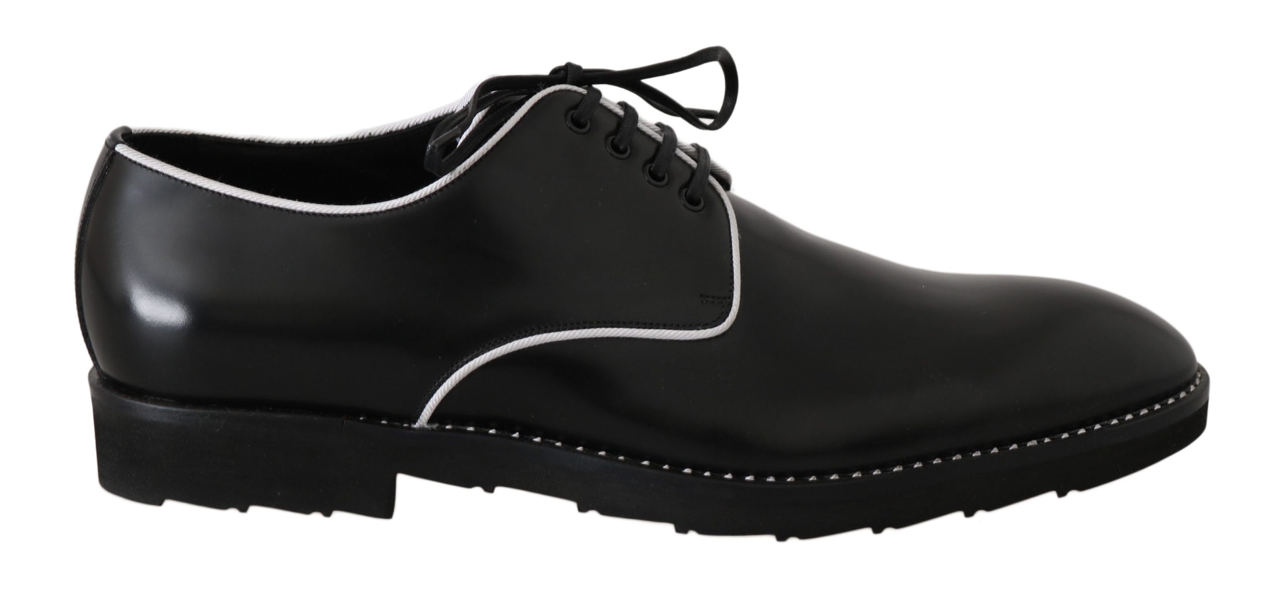 Zwarte leren witte Derby-schoenen