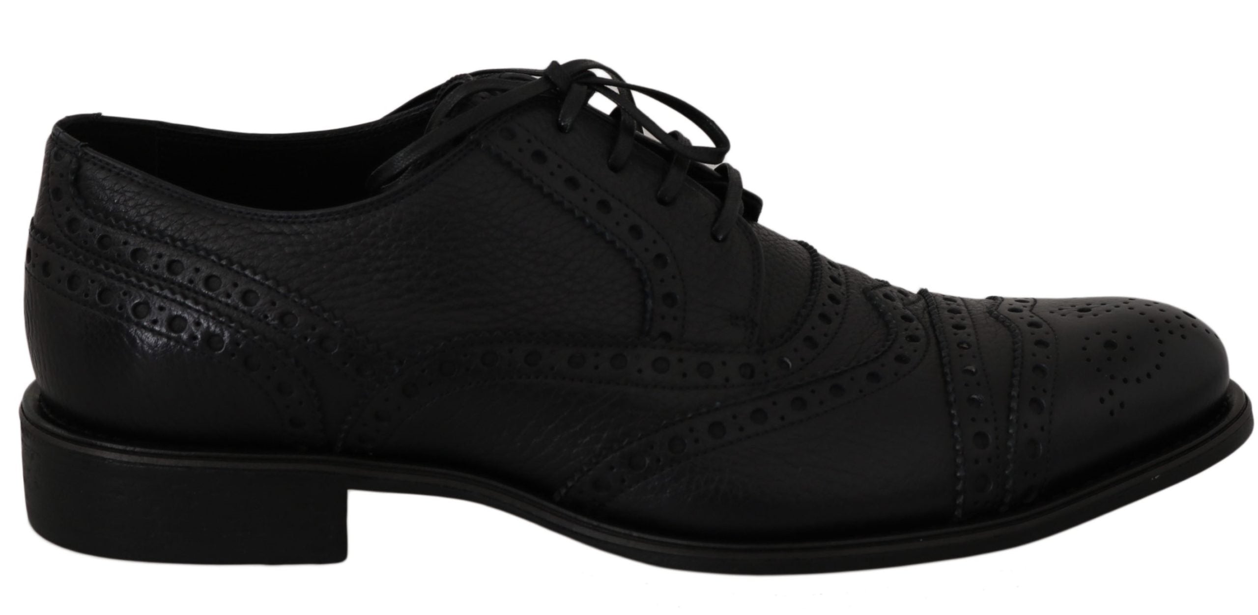 Blauwe leren Wingtip Oxford-schoenen