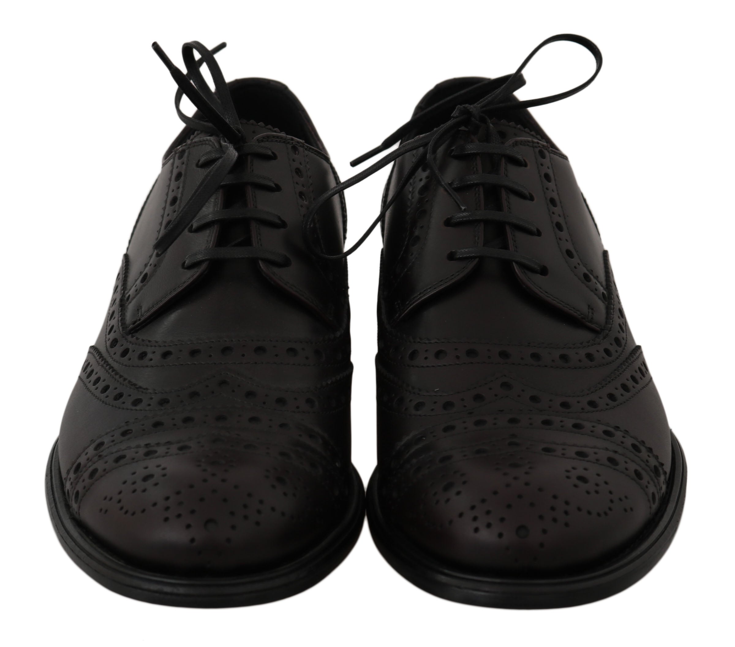 Zwarte leren Wingtip Oxford-schoenen