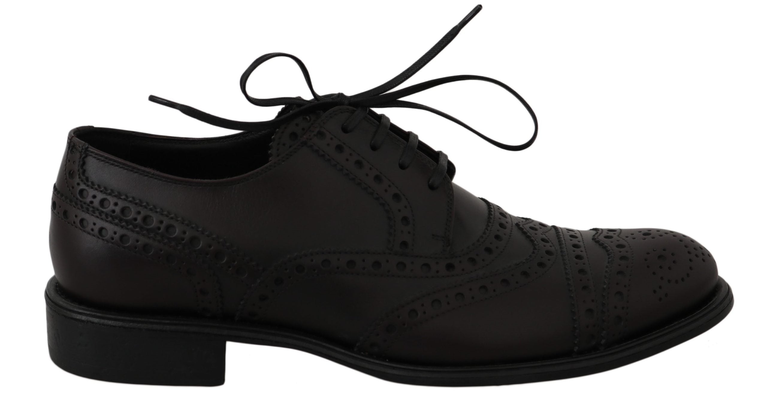 Zwarte leren Wingtip Oxford-schoenen