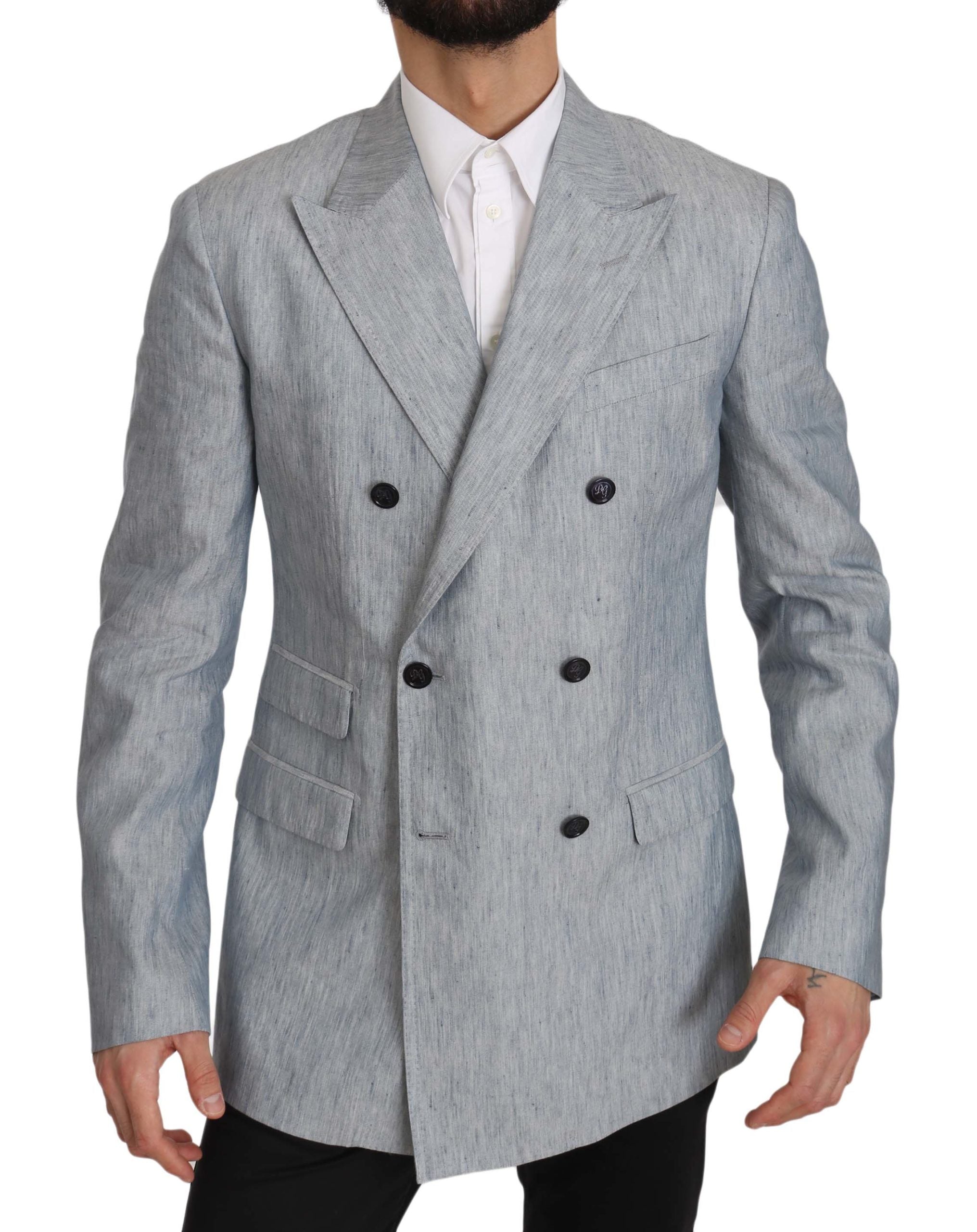 Blauwe vlas NAPOLI jas blazer