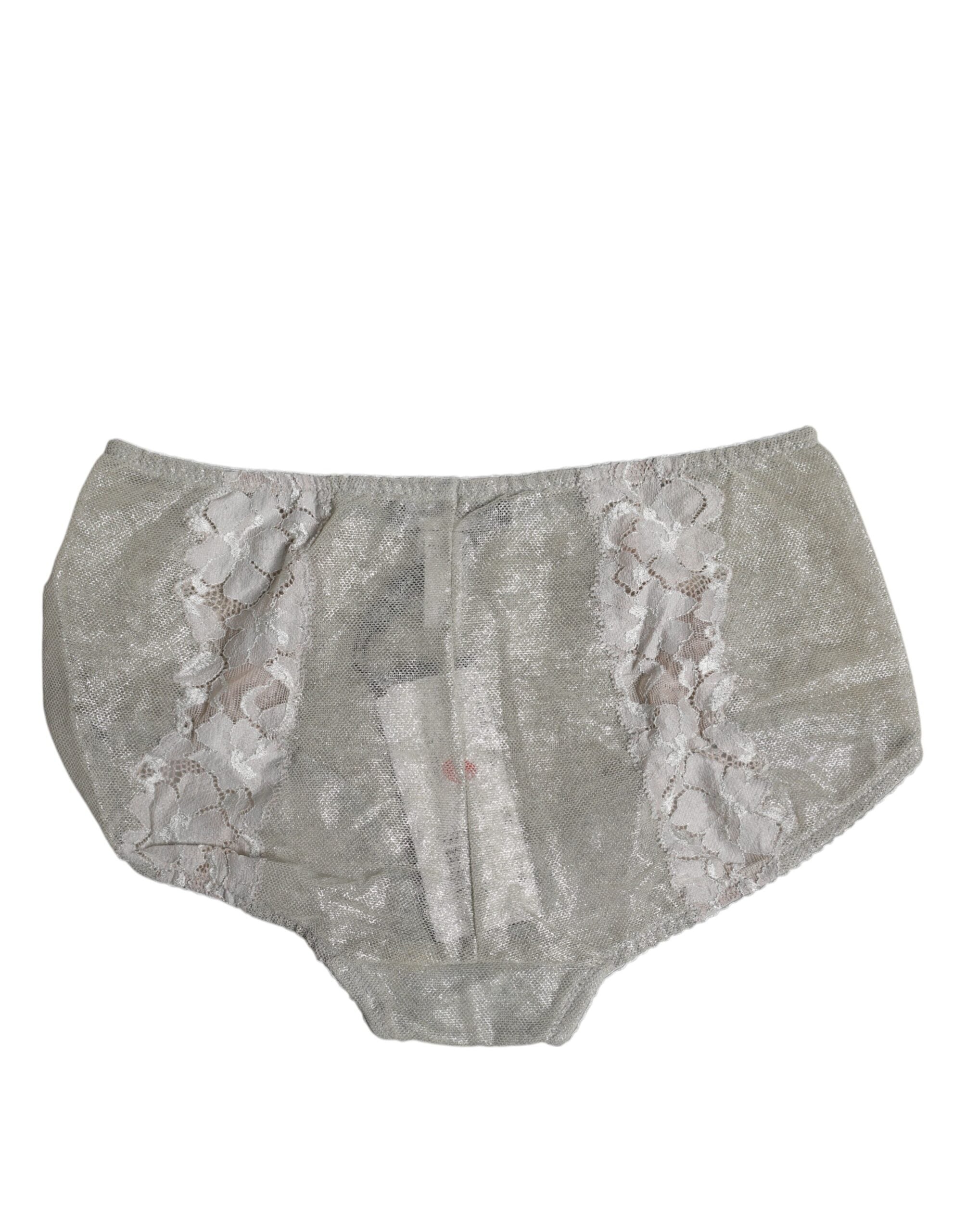 Gray Cotton Floral Lace High Waist Panty Underwear