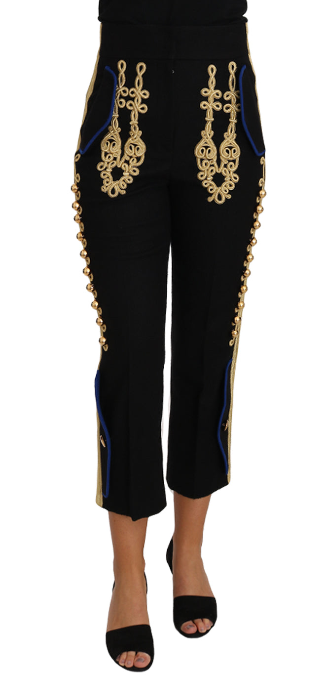 Militaire Versierde Broek Zwarte Gouden Jurk Broek