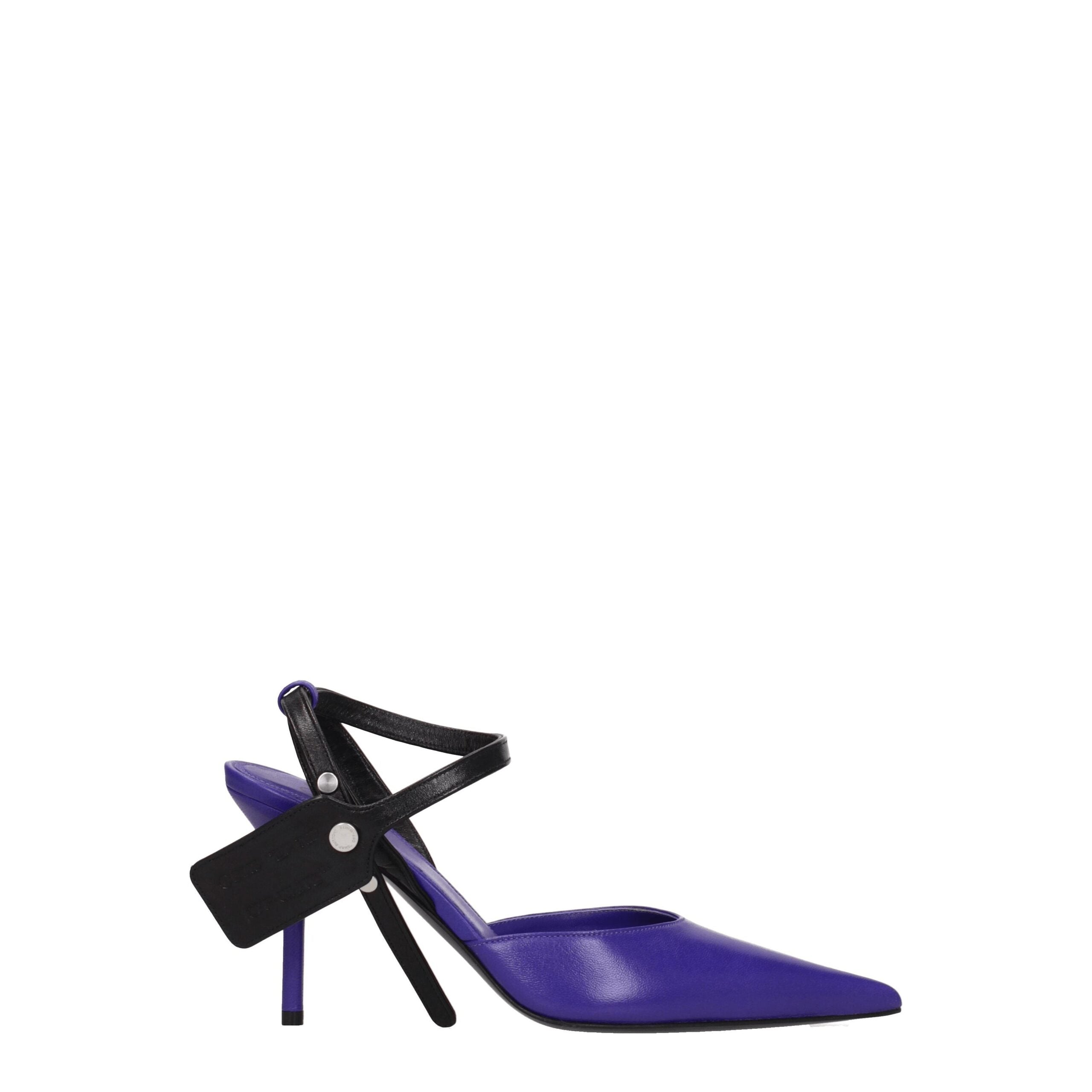 Paarse leren pumps met hoge hak