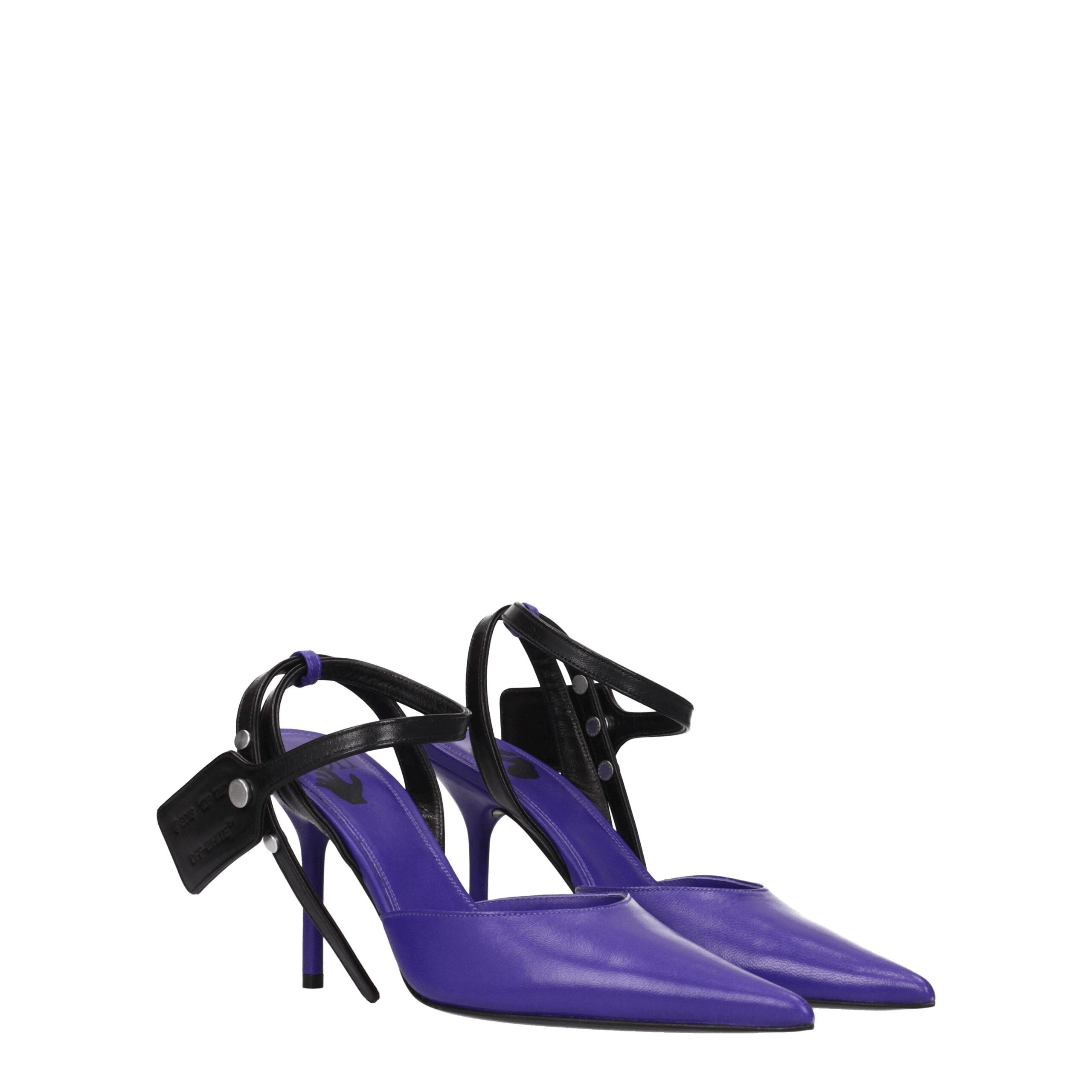 Paarse leren pumps met hoge hak