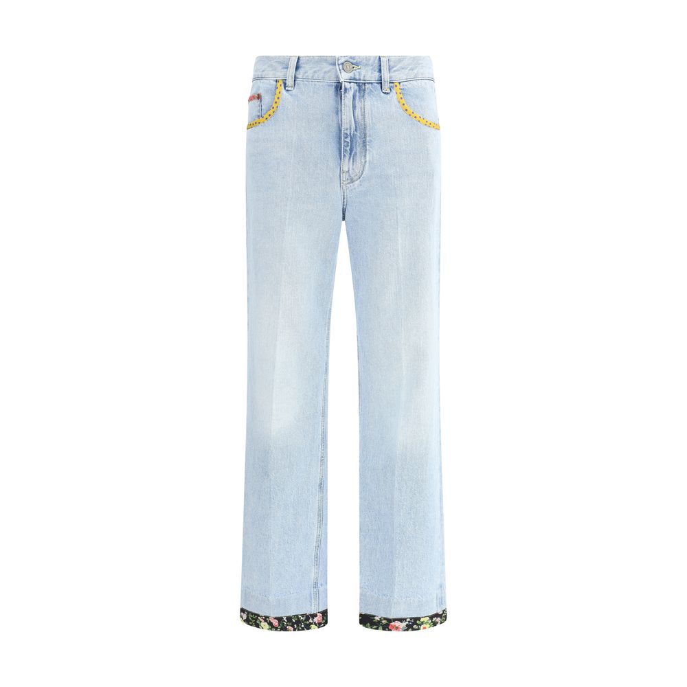 Jeans met bloemenrand