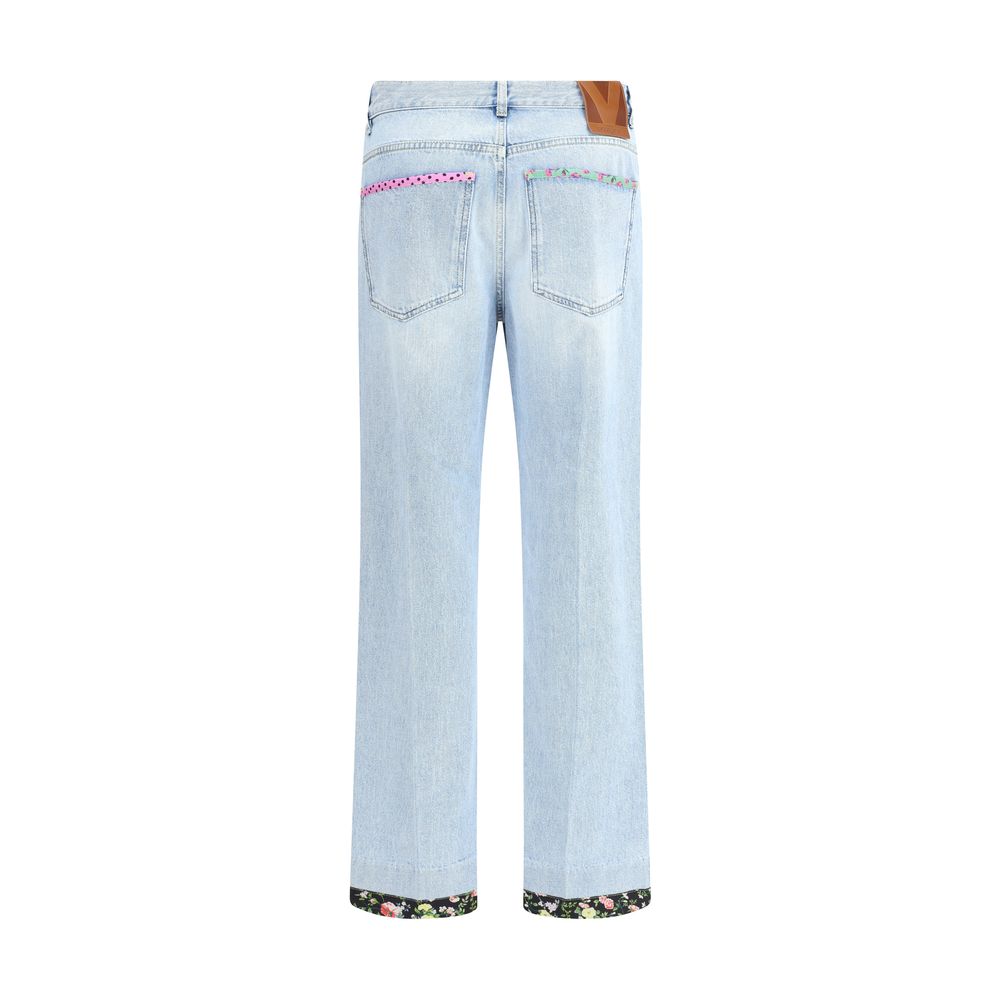 Jeans met bloemenrand