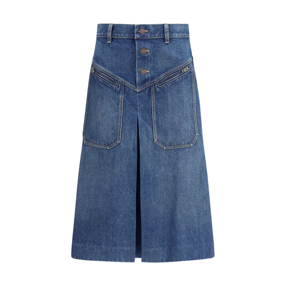 Denim midi-rok