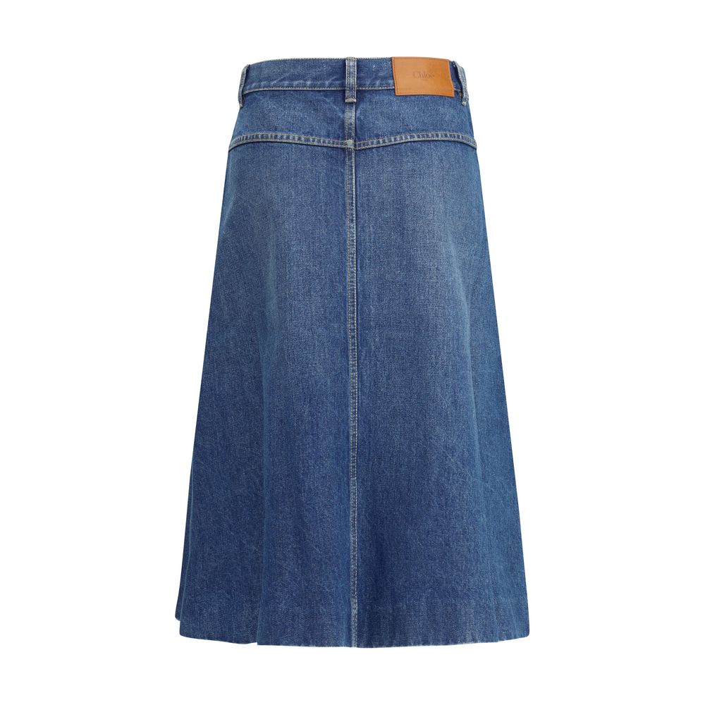 Denim midi-rok