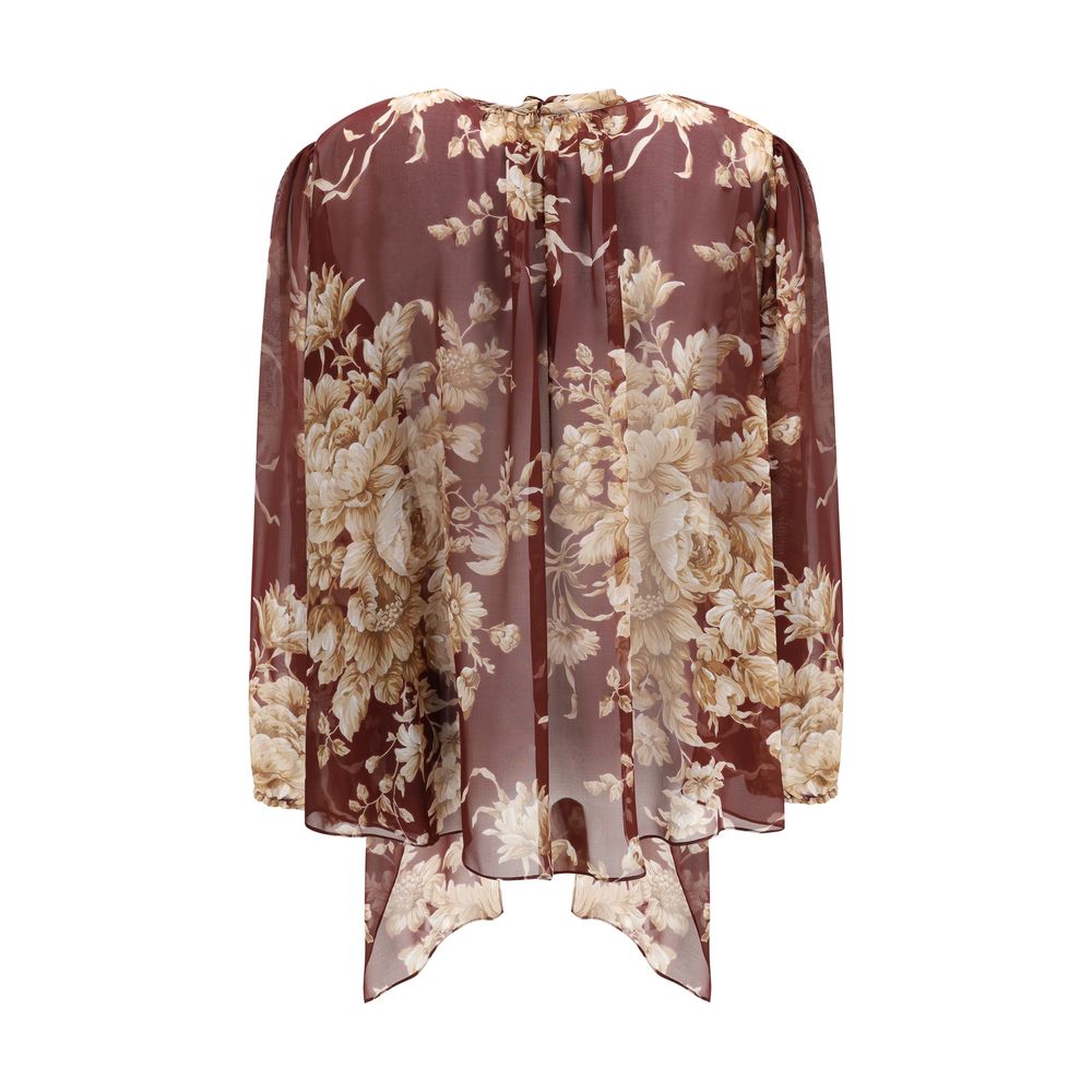 Zijden chiffon bloemen shirt
