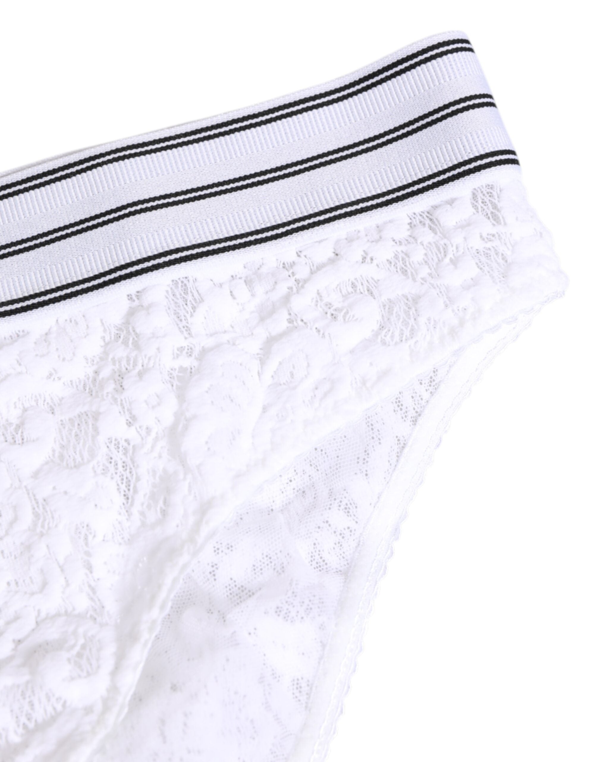 White Lace Slip Brief Logo Waistband Underwear